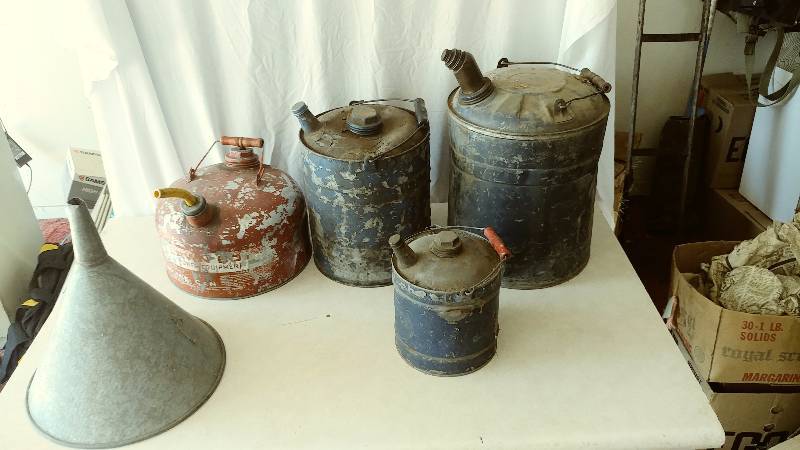 Metal Gas Cans and Funnel