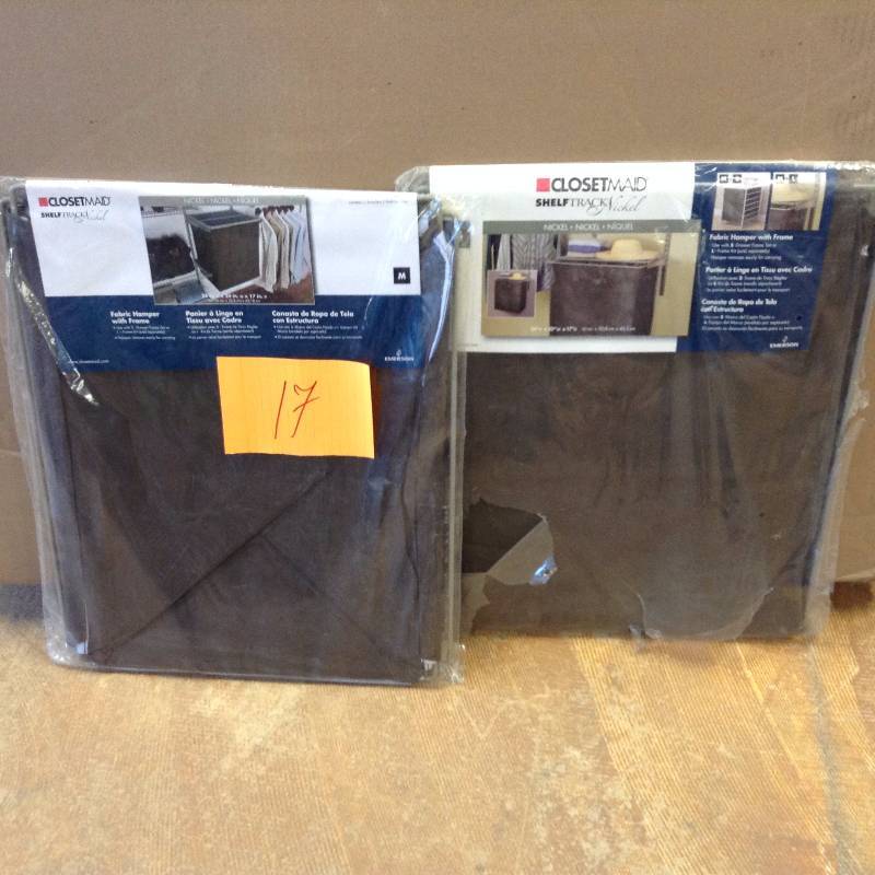 lot 17 image: Lot of 2 Closetmaid fabric hamper with frame