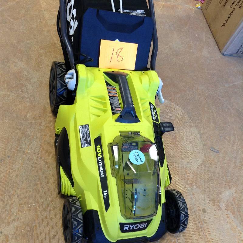lot 18 image: Ryobi Cordless Mower - Tool only in working conditions