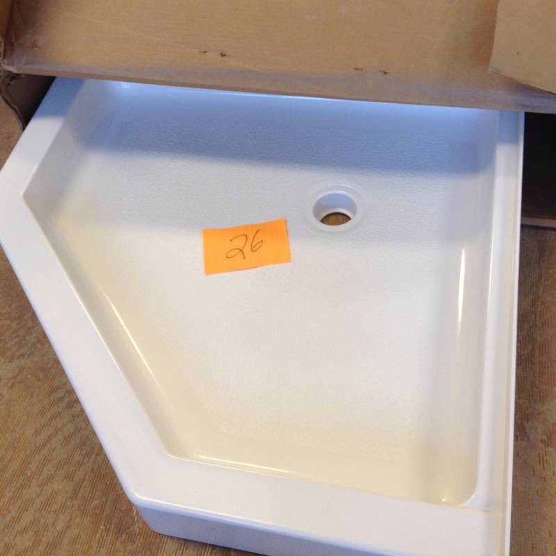 lot 26 image: Swan Neo Angle 36 in. x 36 in. Solid Surface Single Threshold Shower Floor in White
