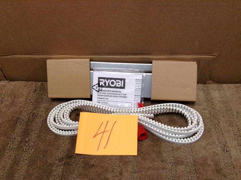 lot 41 image: Ryobi 8 Rail Extension Kit for GD200 Garage Door Opener open box never used