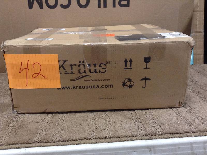 lot 42 image: Kraus White Ceramic Sink open box never used