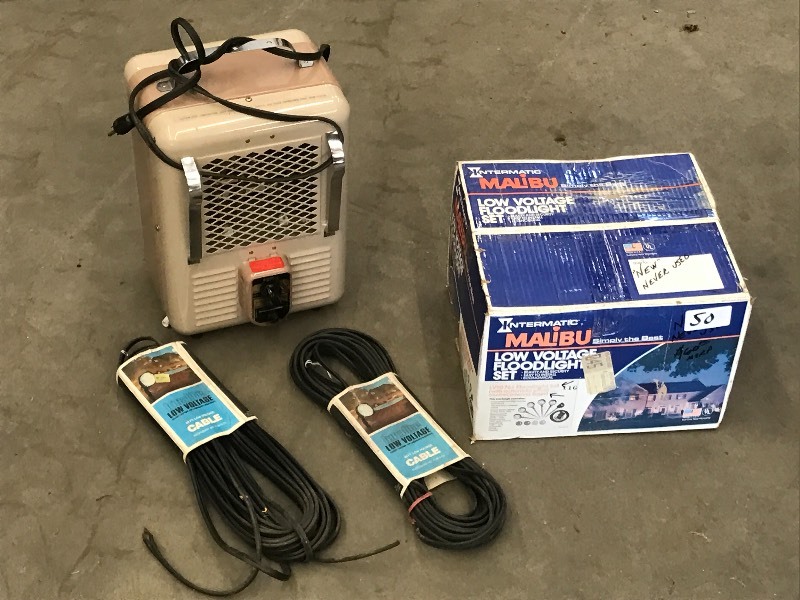 lot 50 image: Heater, Low Voltage Lights & Cable