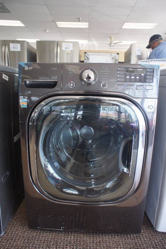 lot 4 image: New - Scratch & Dent LG Model # (WM4370HKA) FRONT LOAD WASHER  - Black Stainless Steel Color -  Tested Works - MSRP $ 1199.99