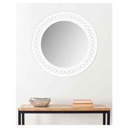 lot 53 image: New Round Braided Chain Decorative Wall Mirror White - Safavieh
