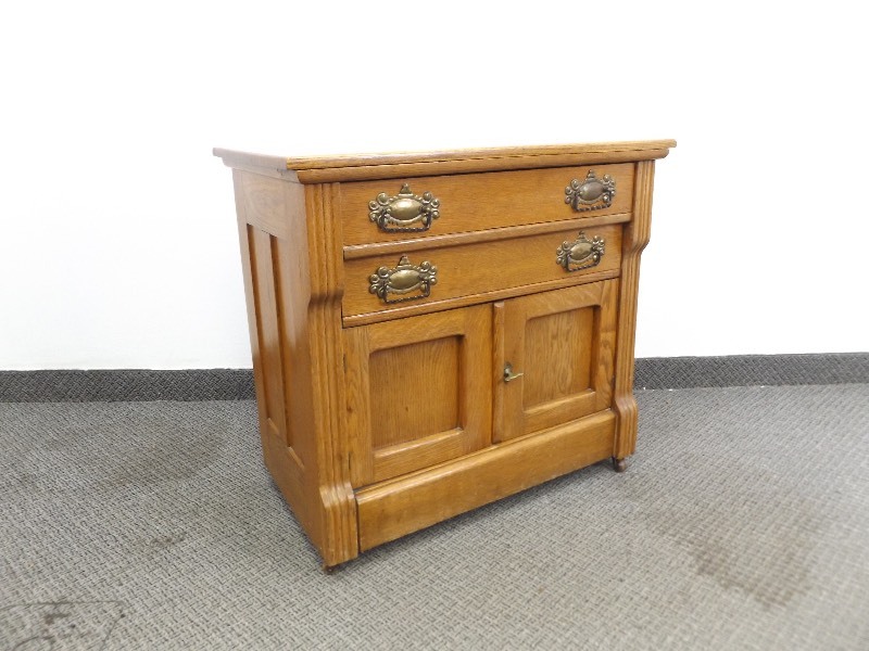 Antique Oak Dry Sink Cabinet Ec 205 Mid Century Furniture