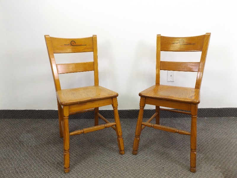 lot 17 image: 2 Vintage Solid Wood Chairs
