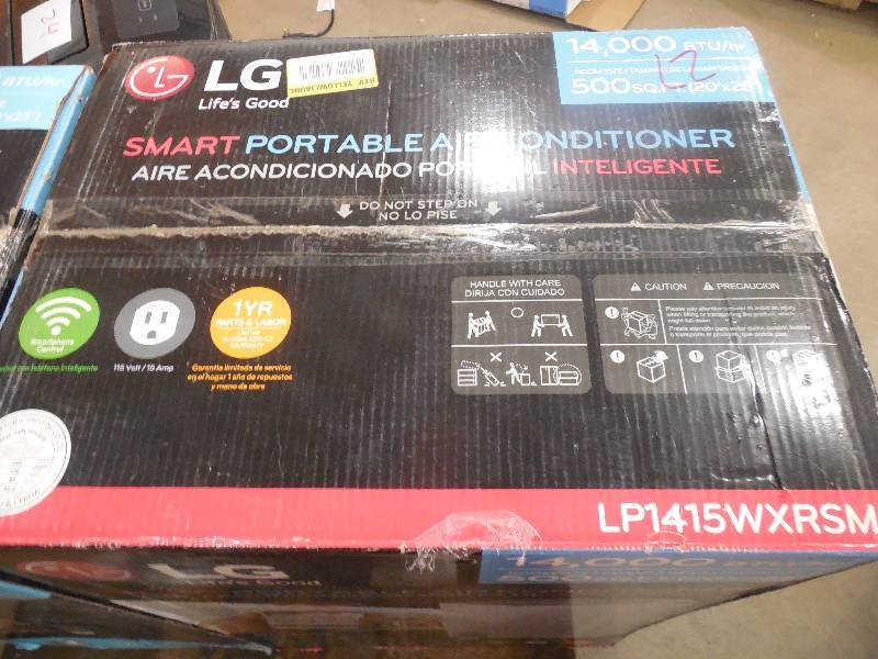 lot 27 image: LG Electronics Smart 14,000 BTU Portable Air Conditioner and Dehumidifier Function w Wi-Fi and Remote Control in White (81.6 pt.Day)
