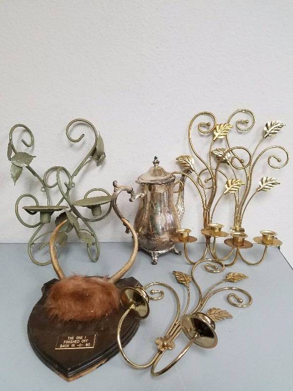 Wall Candle Holders, Kettle and Antlers