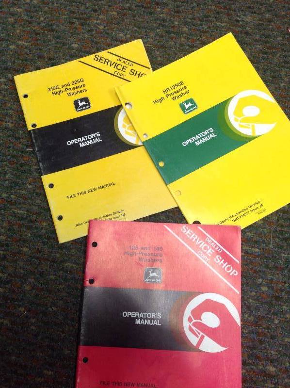 Assorted John Deere High Pressure Washer Manuals
