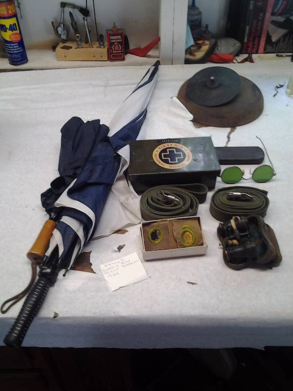 lot 79 image: 1924 Boy Scout Badges, Old Field Glasses, Bell, First Aid Kit