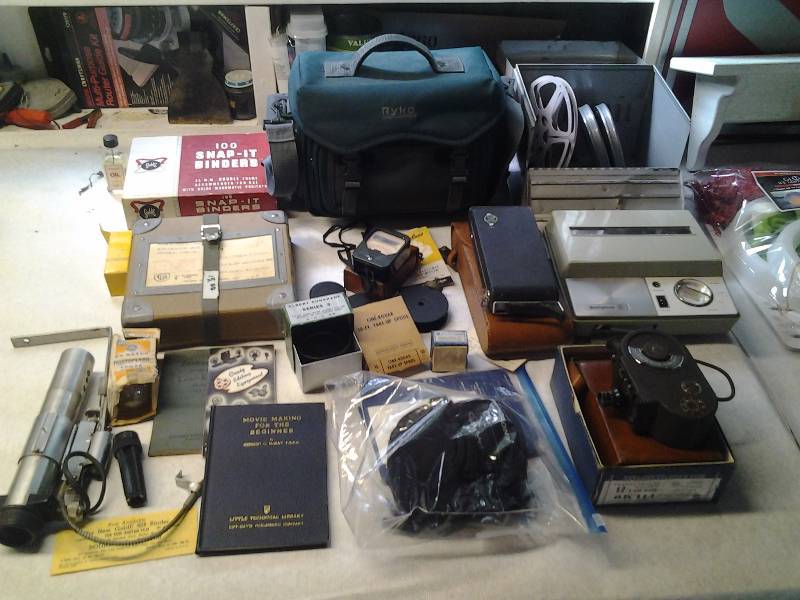 lot 89 image: Vintage Camera Related, Filmo Double 8 Movie Camera, Sony Cybershot Digital Camera