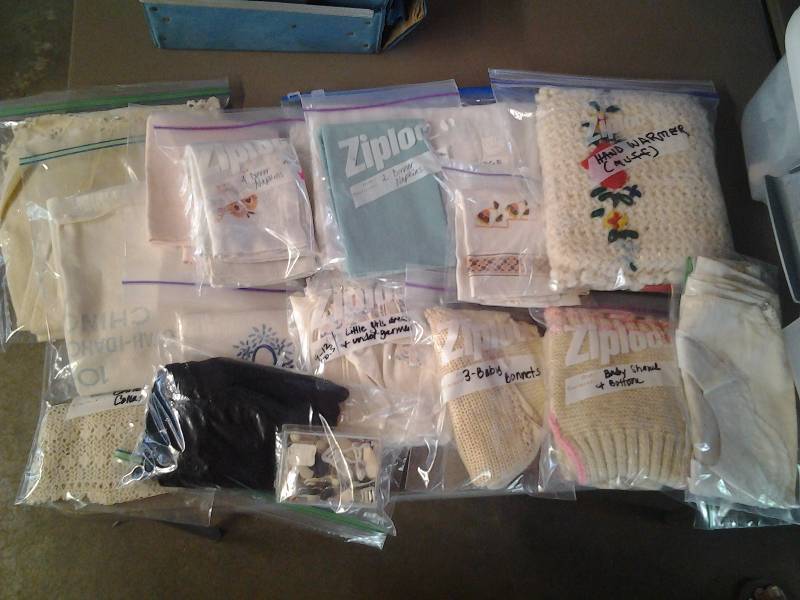 lot 93 image: Lot Of Vintage Textiles Baby Clothes, Table Linens, More