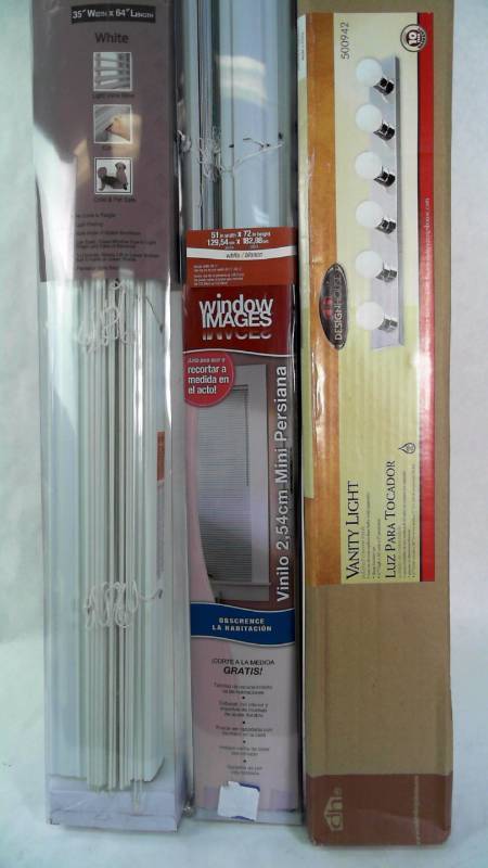 lot 1456 image: Blinds & Lights Set - Window Images, Light Vane, and Design House Lighting