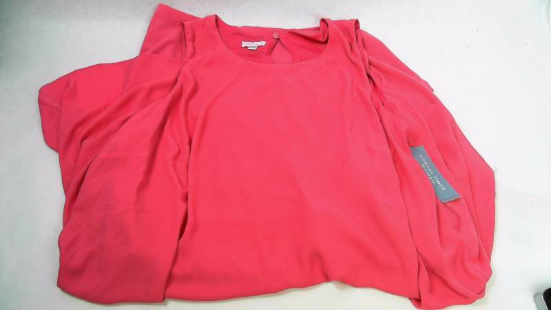 lot 37 image: London Times Womens Plus Asymmetrical Shift Dress- Pink Size 22W
