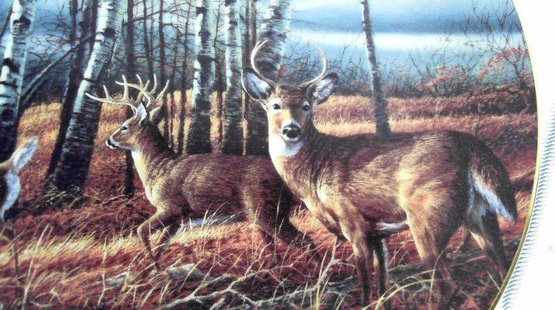 lot 316 image: DEER COLLECTOR TERRY REDLIN THE BIRCH LINE 22K GOLD PLATE PORCELAIN