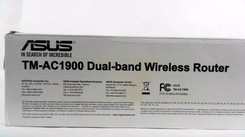 lot 340 image: T-Mobile Asus Dual Band Wireless Router TM-AC1900 Personal Cellspot WiFi Calling