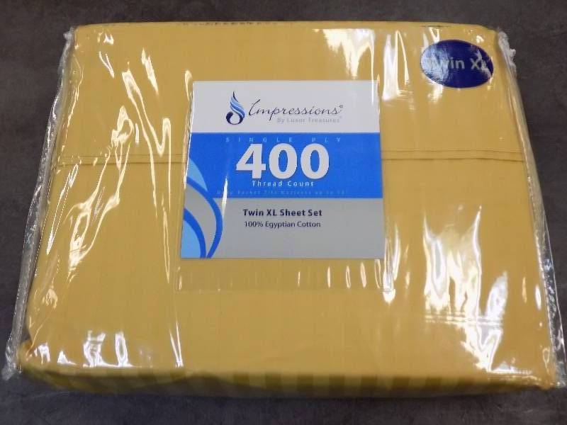 400 Thread Count Damask Stripe Egyptian Cotton Sheet Set Collection Gold