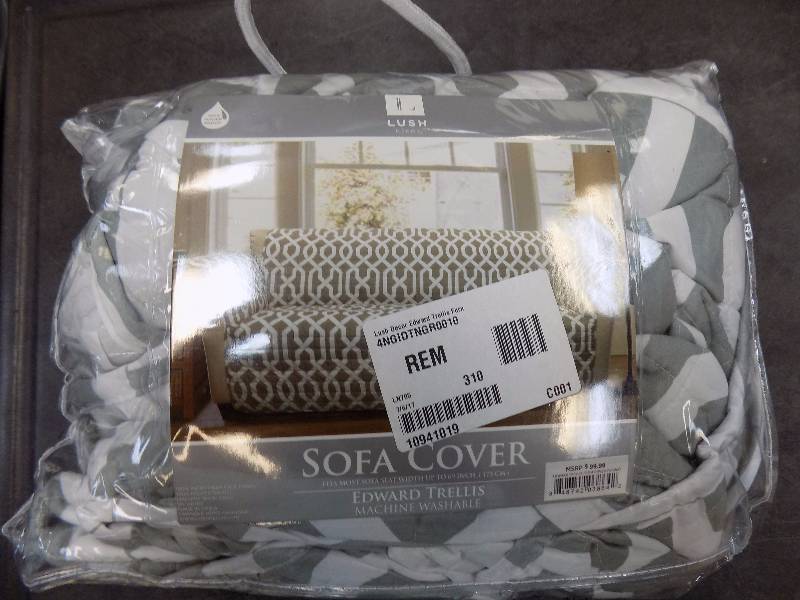 Lush Decor Edward Trellis Sofa Protector Furn Gray