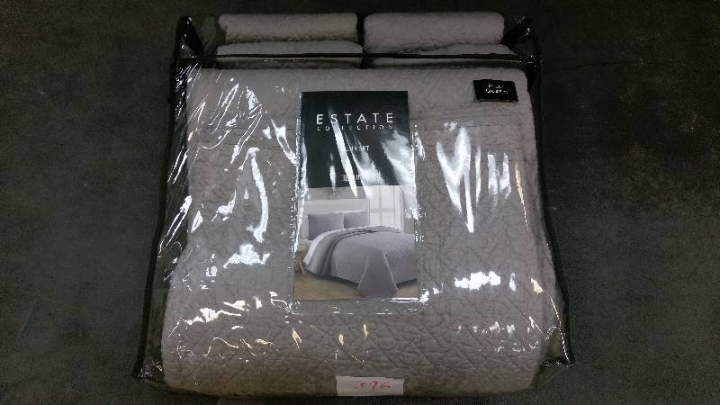 Estate Tristan Quilt Set - FullQueen Gray