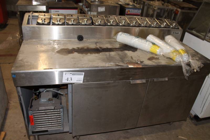 lot 43 image: Commercial Stainless Steel 12-Bin Ice Cream Serving Table