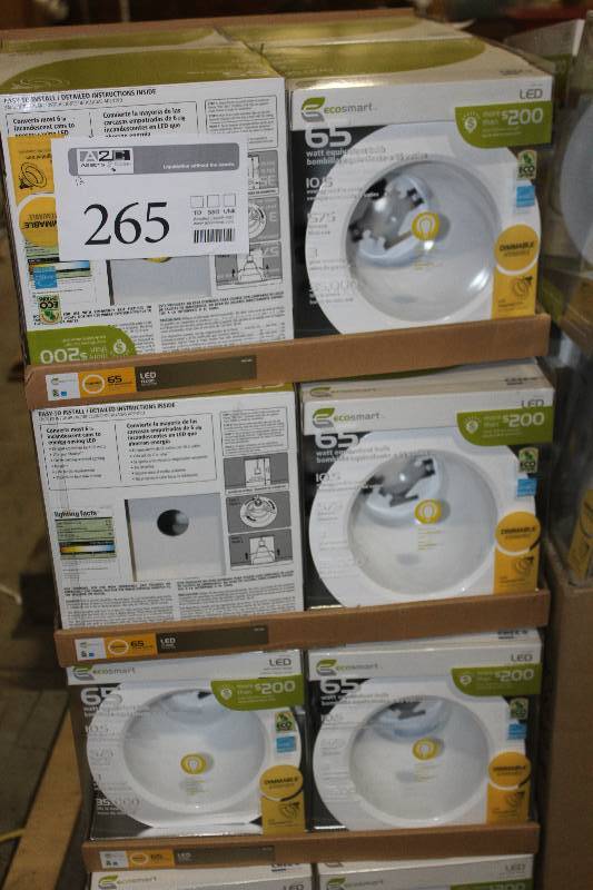 lot 265 image: Lot of (12) Ecosmart 65W LED Bulb w Integrated 6in. Trim