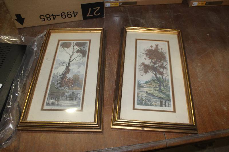 lot 264 image: Lot of (2) Signed L. Tribat Framed Matted Wall Art