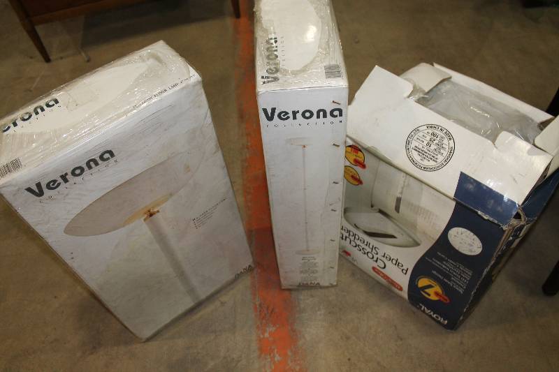 lot 302 image: Lot of (3) Items Includes (1) Crosscut Shredder and (2) amp Shades, All in the Factory Packing