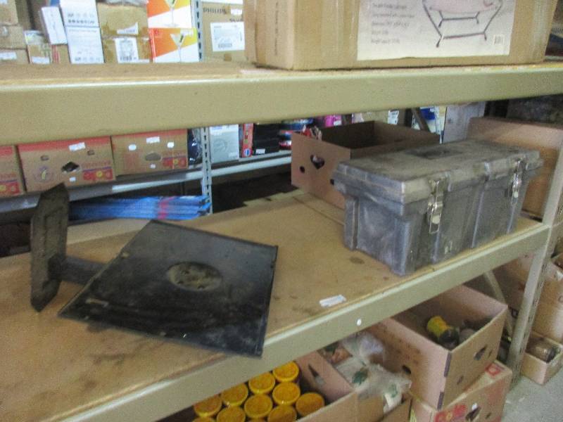 TV mount, toolbox, and come a long