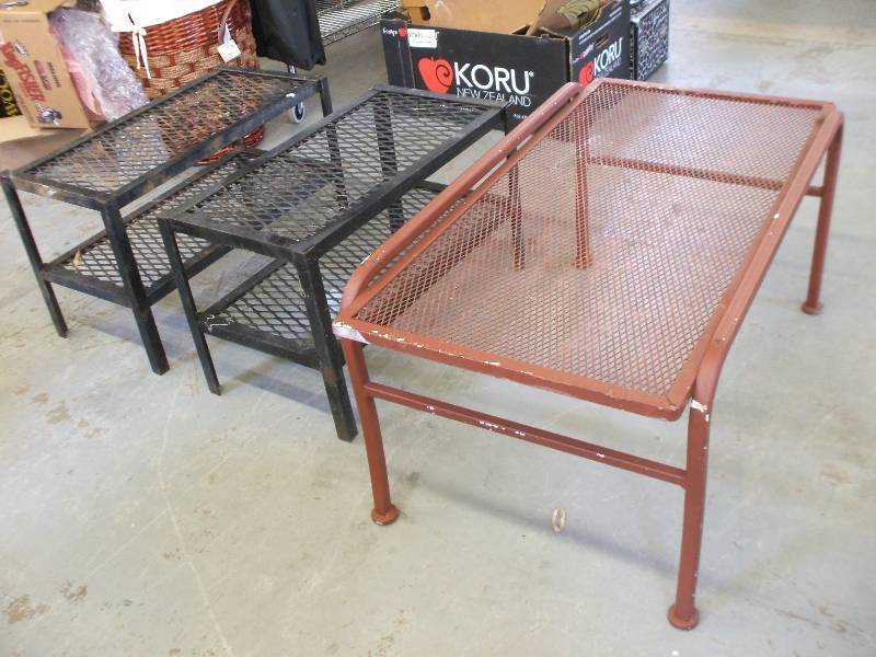 METAL PATIO  PLANT TABLES.