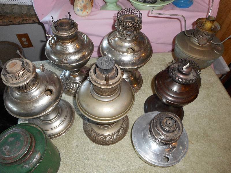 Lot of 7 Antique Oil Kerosine Lamps
