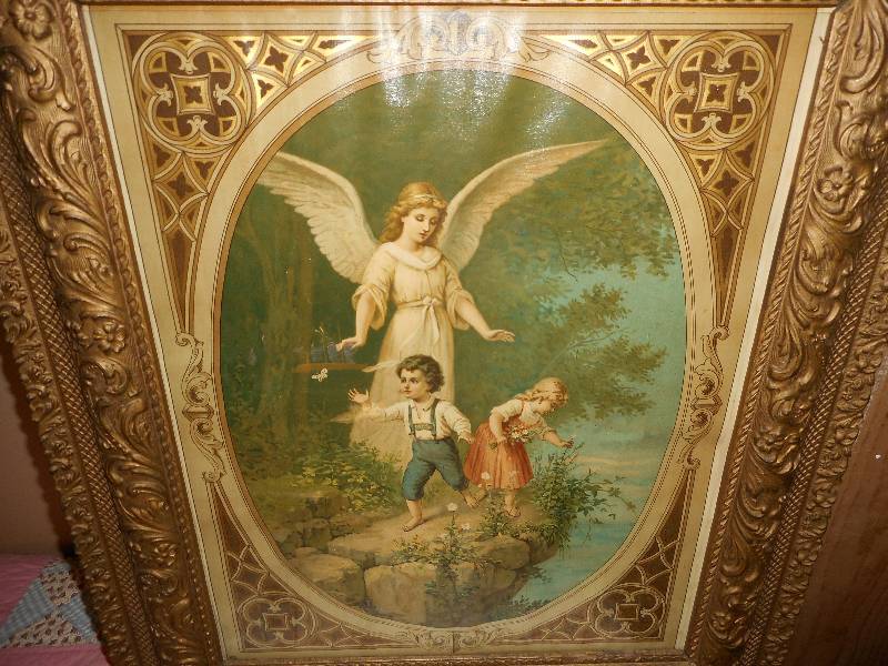 Vintage Guardian Angel Print Framed