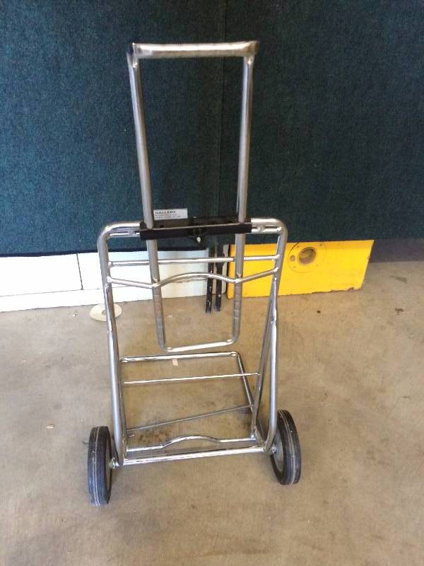 lot 10 image: Travel Cart Dolly - MADE IN THE USA - Wheels Chrome Metal Rolling Dolly - Excellent Condition