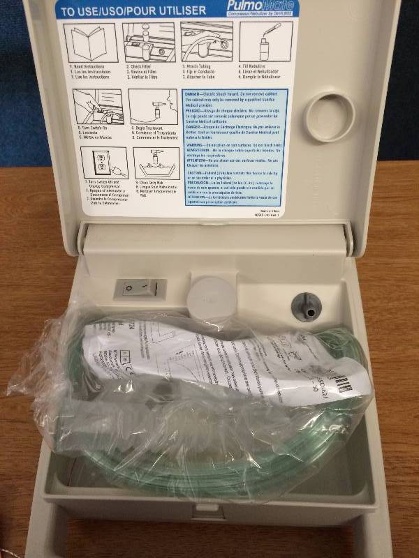 lot 22 image: PulmoMate Nebulizer  Compressor  Breathing Machine Inhalation Therapy Treatment of Asthma Bronchitis Cystic Fibrosis Emphysema Upper Respiratory Tract Disorders - Excellent Condition