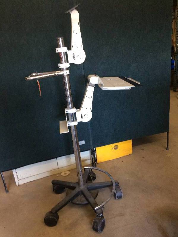 lot 67 image: WoW $$$ Industrial Medical Ergotron Mobile Standing Desk Monitor Computer Laptop Mobile Mount System Hospital Cart - Built To Last A Lifetime