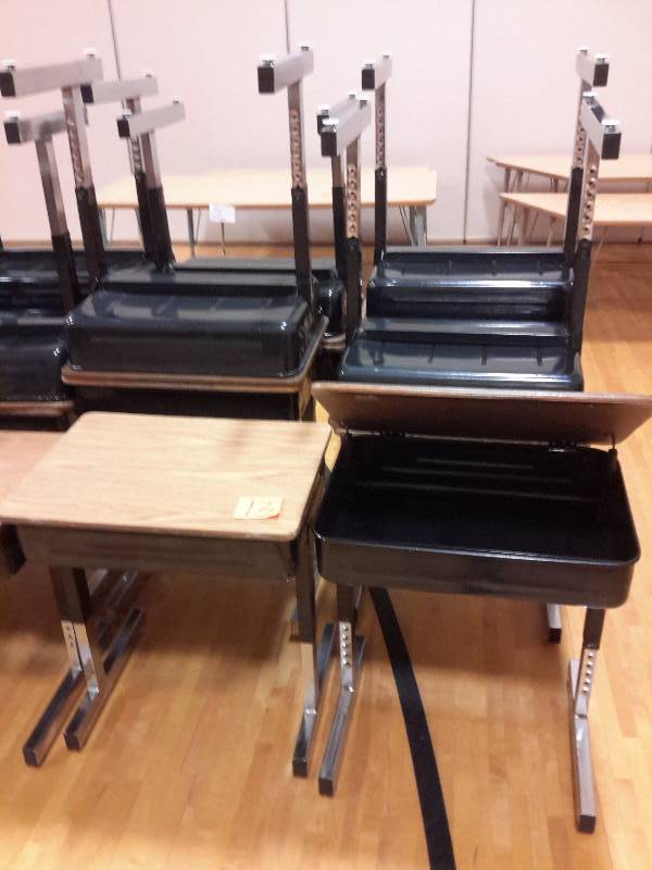 10 Virco Desks with opening top.  Adjustable Height