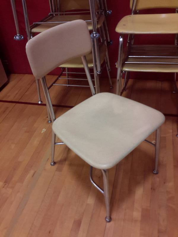 7, Nice Stackable straight back Chairs as shown