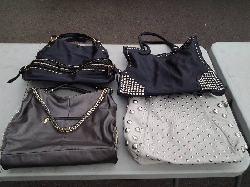 4 Studded Leatherette Shoulder Bags