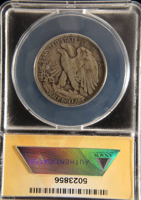 lot 03 image: 1916 WALKING LIBERTY SILVER HALF DOLLAR VG8 ANACS