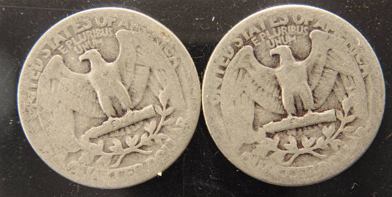 lot 34 image: GROUP OF 2 SILVER WASHINGTON QUARTERS 1935 & 1944