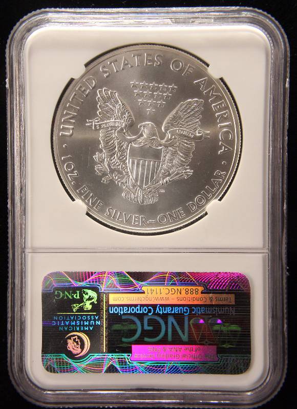 lot 36 image: 2015 AMERICAN SILVER EAGLE 1 TROY OZ. .999 FINE SILVER MS69 NGC EARLY RELEASES
