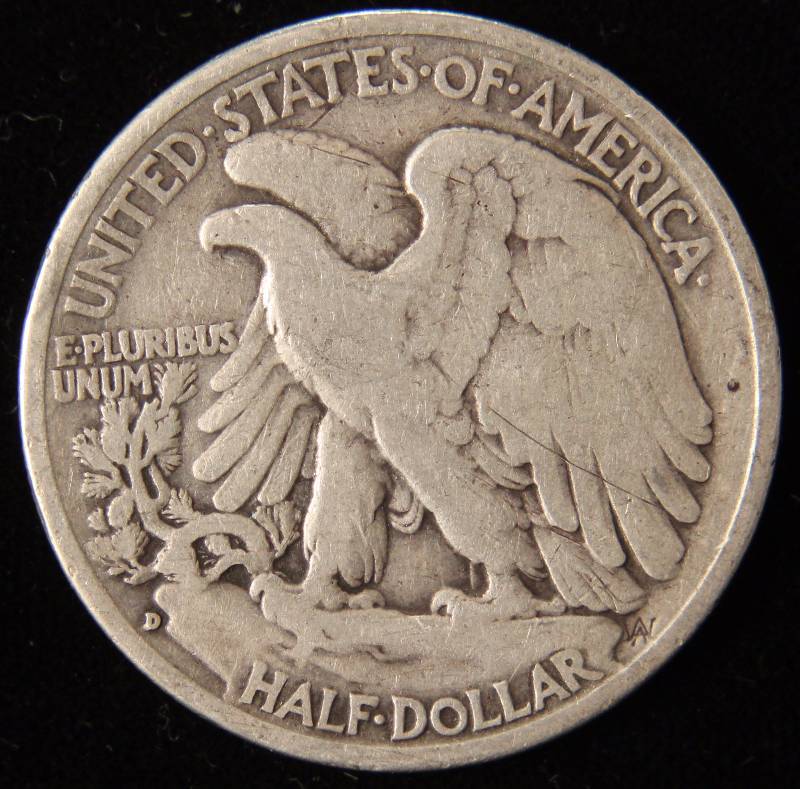 lot 45 image: 1936-D WALKING LIBERTY SILVER HALF DOLLAR FINE