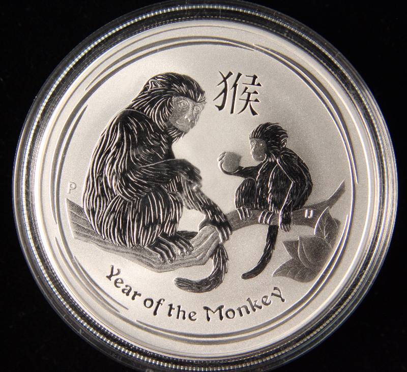 lot 52 image: 2016 AUSTRALIA $1 YEAR OF THE MONKEY 1 TROY OZ. .999 FINE SILVER IN AIRTITE