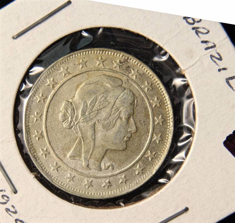 lot 53 image: 1925 BRAZIL 2000 REIS (50% SILVER - 8 GRAMS)