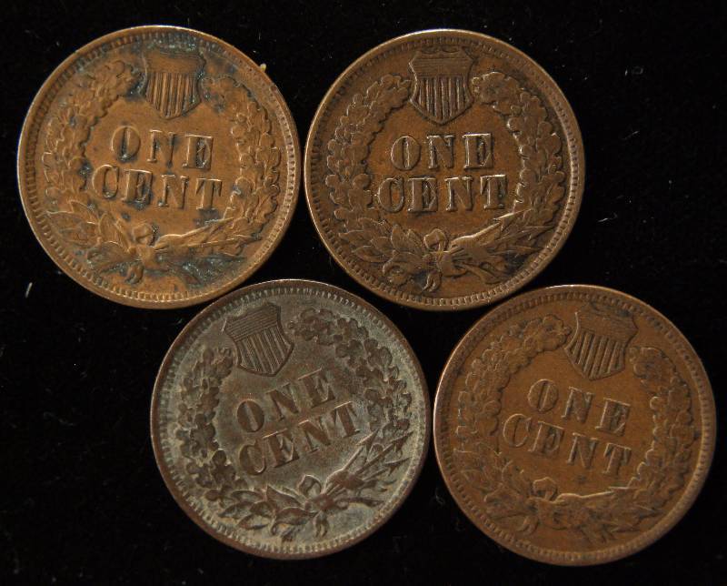 lot 59 image: GROUP OF 4 INDIAN HEAD CENTS IN GOOD TO XF DETAILS CONDITION