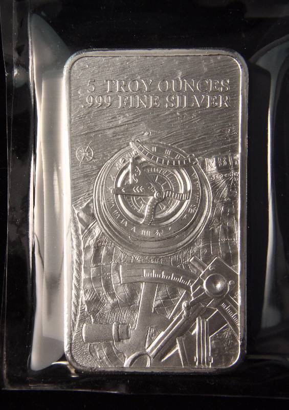 lot 76 image: 5 TROY Oz. .999 FINE SILVER BAR PROSPECTOR SEALED