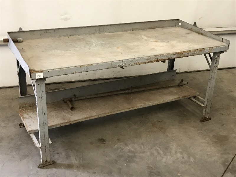 lot 15 image: 6.5ft Steel-Framed Table With Firep...
