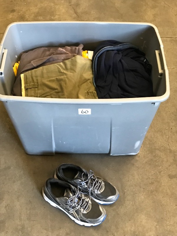 lot 60 image: Tote Of Clothes & Shoes