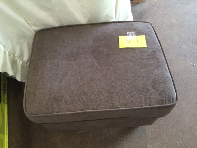 Grey Ottoman, Wood Feet
