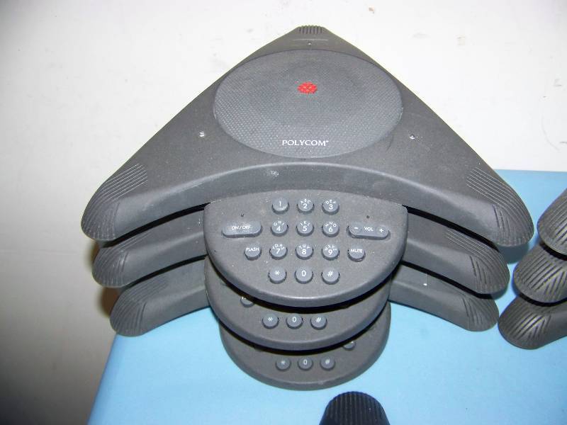 lot 81 image: (11) Polycom, Telephones  Phones  Teleconferencing Units with miscellaneous Wall Modules (Power Supplies)